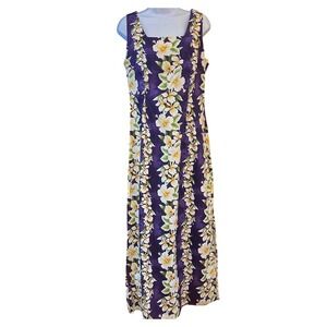Vintage Royal Creations Maxi Dress Tropical Hawaiian Floral Luau Boho Purple